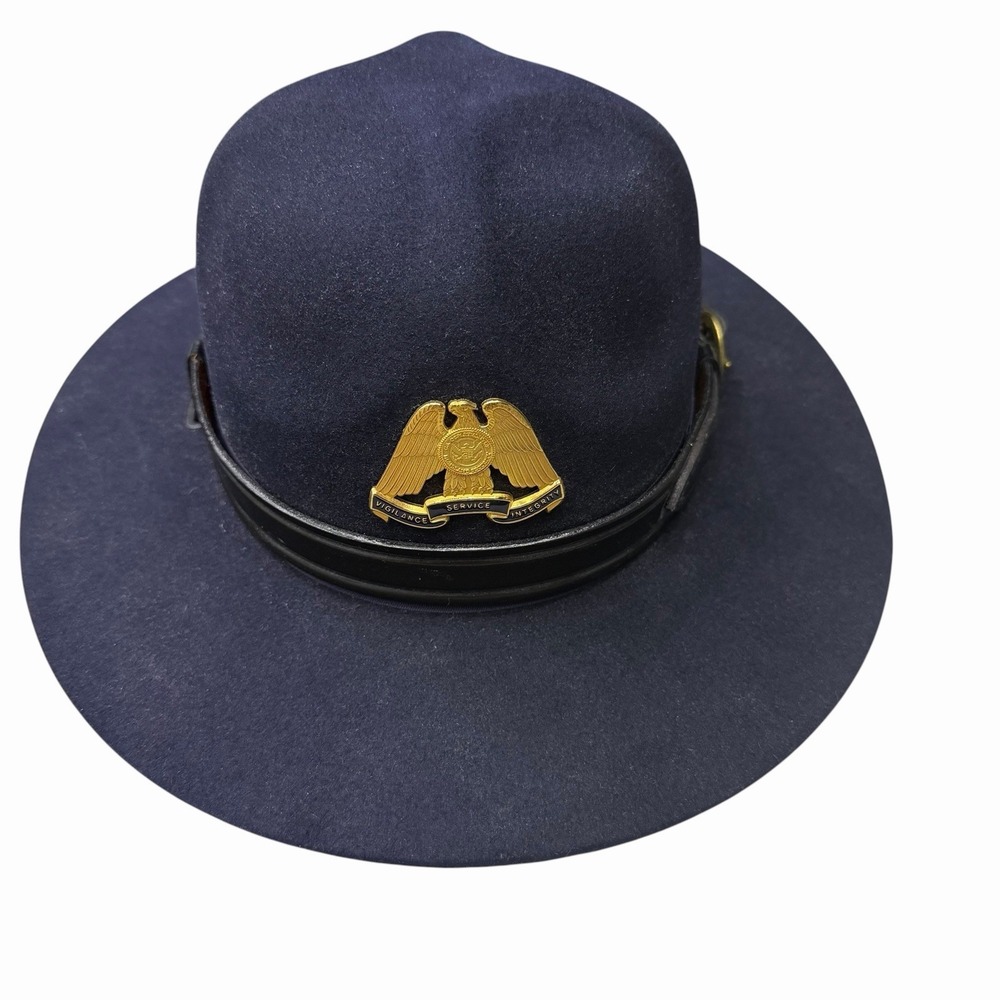 Stratton Self Forming Law Enforcement Ranger Sheriff Vtg Felt Hat Badge Sz 7 1/4